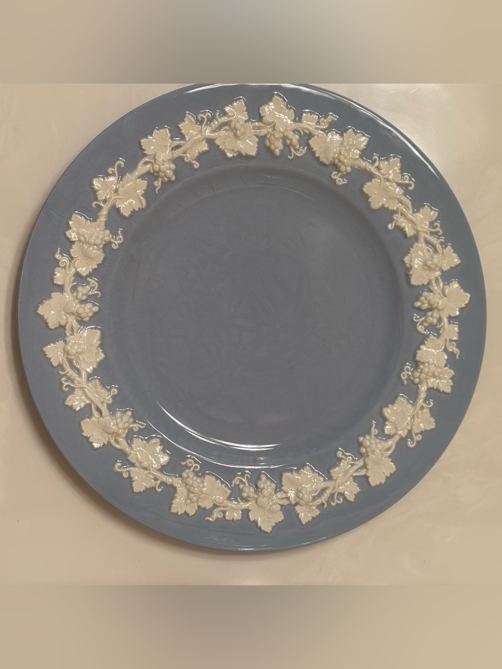 Wedgwood Blue Lavender and Cream Queen’s WareGrapevine Embossed Dinner Plate